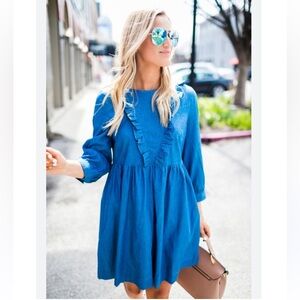 Listicle blue chambray mini dress S